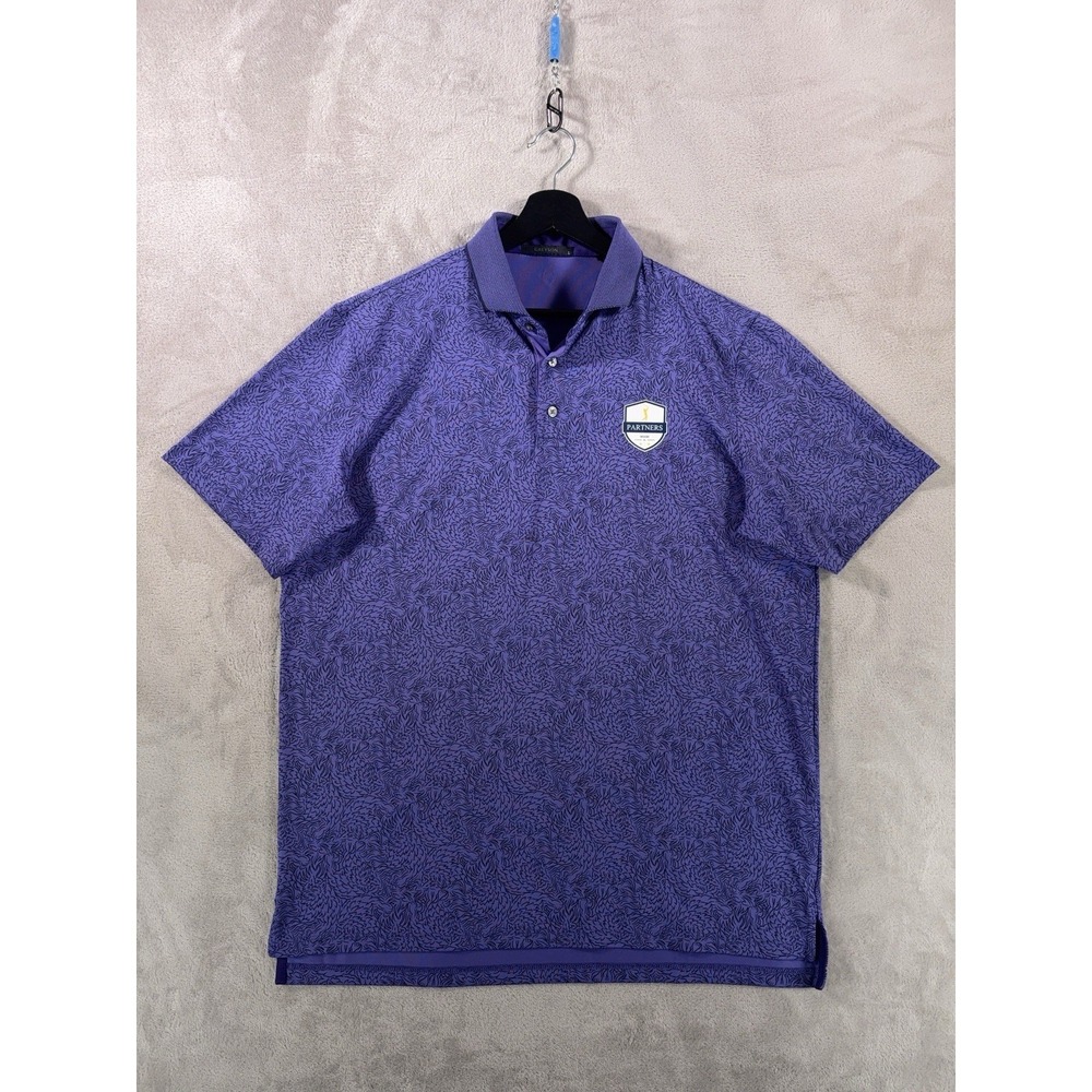 Greyson Polo Shirt Mens‎ Large Purple Golf Performance Stretch Lion Print Miami